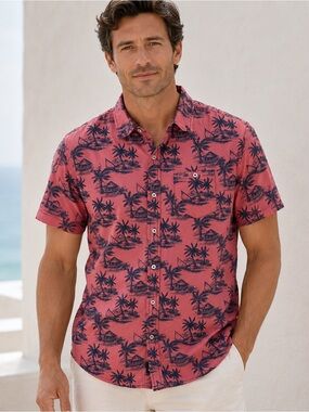 Artistry in Motion Tropical Print Shirt XL Slim Fit Button Down 100% Cotton
